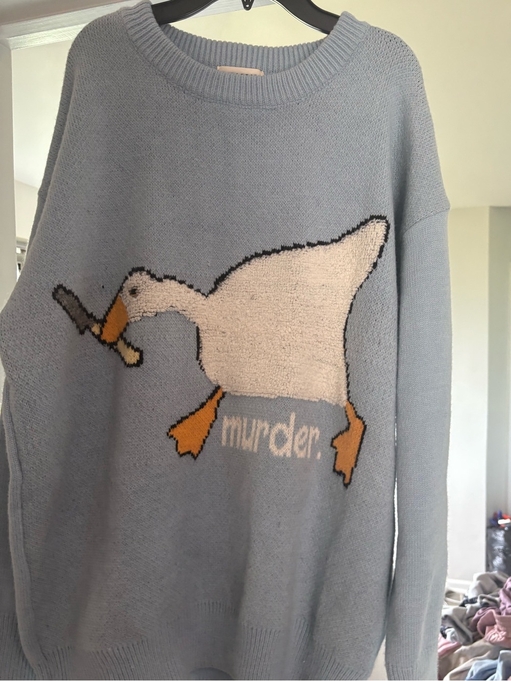 Aelfric Eden Light Blue Crewneck Sweater with Duck Motif